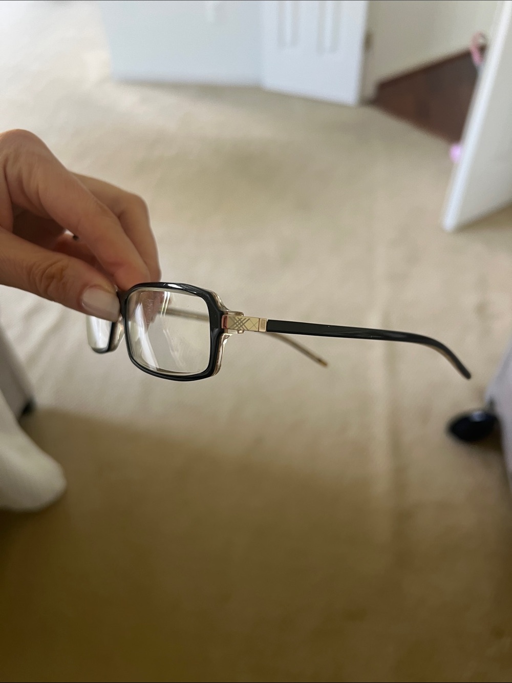 Black Square Frame Eyeglasses with Silver Accent